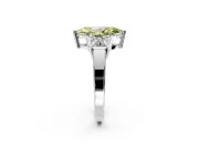3 Stone Engagement Ring Setting for Fancy Yellow Marquise Center with Matching Side Accents and Prong Head in Platinum
