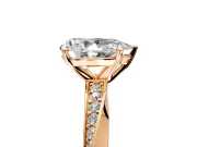 Side Accent Engagement Ring Setting for Pear-Shaped Center with Accent Shoulders and Prong Head in Rose Gold