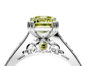 Solitaire Engagement Ring Setting for Fancy Yellow Emerald Cut Center with Channel Band and Double Claw Prong Head in Sterling Silver
