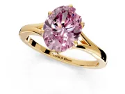 Solitaire Engagement Ring Setting for Fancy Pink Oval Center with Plain Split Shank and Prong Head in Yellow Gold