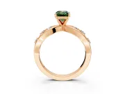 Solitaire Engagement Ring Setting for Fancy Green Emerald Cut Center with Criss-Cross Accent Band and Prong Head in Rose Gold