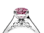Solitaire Engagement Ring Setting for Fancy Pink Cushion Cut Center with Channel Band and Double Claw Prong Head in Platinum