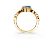Vintage Station Engagement Ring Setting for Fancy Blue Heart-Shaped Center with Accents and Prong Head in Yellow Gold