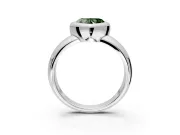 Solitaire Engagement Ring Setting for Fancy Green Heart-Shaped Center with Wide Band and Bezel Head in Sterling Silver