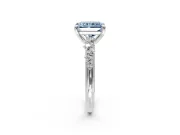 Solitaire Engagement Ring Setting for Fancy Blue Radiant Cut Center with Trailing Leaf Accent Band and Prong Head in Sterling Silver