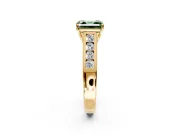 Solitaire Engagement Ring Setting for Fancy Green Asscher Cut Center with Round Cut Channel Band and Prong Head in Yellow Gold