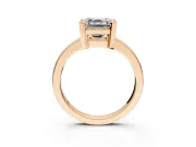 Solitaire Engagement Ring Setting for Asscher Cut Center with Plain Band and Flat Tab Prong Head in Rose Gold
