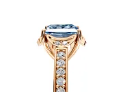 Floral Engagement Ring Setting for Fancy Blue Princess Cut Center with Four Accent Clusters and Prong Head in Rose Gold