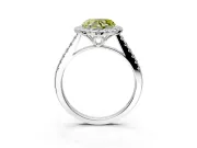 Halo Engagement Ring Setting for Fancy Yellow Heart-Shaped Center with Raised Halo, Pave Band and Prong Head in Sterling Silver