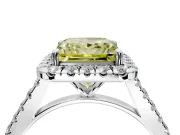 Halo Engagement Ring Setting for Fancy Yellow Princess Cut Center with Narrowing Pave Band and Prong Head in Platinum
