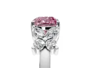Floral Engagement Ring Setting for Fancy Pink Cushion Cut Center with Marquise Cluster Shoulders and Prong Head in White Gold