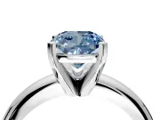 Solitaire Engagement Ring Setting for Fancy Blue Cushion Cut Center with Wire Band and Prong Head in White Gold