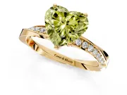 Side Accent Engagement Ring Setting for Fancy Yellow Heart-Shaped Center with Accent Shoulders and Prong Head in Yellow Gold
