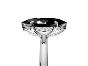 Hidden Halo Engagement Ring Setting for Fancy Black Marquise Center with Thin Rounded Band and Prong Head in Sterling Silver