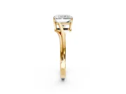 Solitaire Engagement Ring Setting for Radiant Cut Center with Plain Bypass Twist Band and Prong Head in Yellow Gold