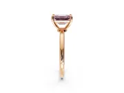 Minimalist Solitaire Engagement Ring Setting for Fancy Pink Emerald Cut Center with Thin Band and Prong Head in Rose Gold