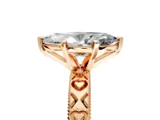 Solitaire Engagement Ring Setting for Marquise Center with XO Engraved Band and Prong Head in Rose Gold