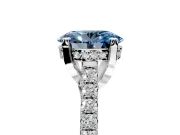 Solitaire Engagement Ring Setting for Fancy Blue Oval Center with Widening Pave Band and Claw Prong Head in Sterling Silver