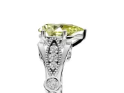 Solitaire Engagement Ring Setting for Fancy Yellow Pear-Shaped Center with Marquise and Bezel Accents and Prong Head in Sterling Silver
