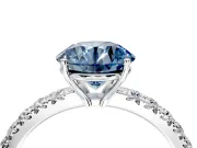 Solitaire Engagement Ring Setting for Fancy Blue Round Cut Center with Large Accent Band and Prong Head in White Gold