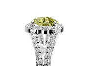 Halo Engagement Ring Setting for Fancy Yellow Round Cut Center with Pave Split Shank and Prong Head in Sterling Silver