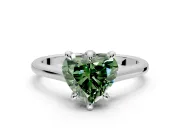Solitaire Engagement Ring Setting for Fancy Green Heart-Shaped Center with Cathedral Band and Prong Head in Platinum