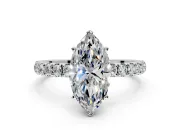 Open Basket Engagement Ring Setting for Marquise Center with Pave Band and Prong Head in Sterling Silver