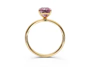 Solitaire Engagement Ring Setting for Fancy Pink Radiant Cut Center with Straight Thin Band and Prong Head in Yellow Gold