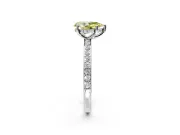 Solitaire Engagement Ring Setting for Fancy Yellow Pear-Shaped Center with Fine Pave Band and Prong Head in Platinum