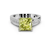 Solitaire Engagement Ring Setting for Fancy Yellow Princess Cut Center with Channel Band and Double Claw Prong Head in White Gold