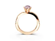 Solitaire Engagement Ring Setting for Fancy Pink Marquise Center with Milgrain-Edged Pave Band and Prong Head in Rose Gold