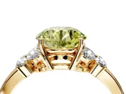 Solitaire Engagement Ring Setting for Fancy Yellow Round Cut Center with Marquise Flower Shoulders and Prong Head in Yellow Gold