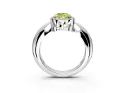 Halo Engagement Ring Setting for Fancy Yellow Cushion Cut Center with Tapered Plain Band and Prong Head in Sterling Silver