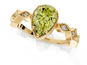 Milgrain Bezel Engagement Ring Setting for Fancy Yellow Pear-Shaped Center with Marquise Stations and Bezel Head in Yellow Gold