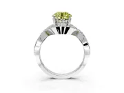 Halo Engagement Ring Setting for Fancy Yellow Round Cut Center with Pave Infinity Twist Band and Prong Head in Platinum