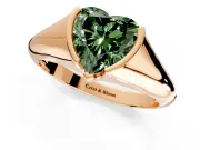 Tension Engagement Ring Setting for Fancy Green Heart-Shaped Center with Wide Tapered Band and Tension Head in Rose Gold