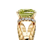 Halo Engagement Ring Setting for Fancy Yellow Asscher Cut Center with Rope Twist Split Shank and Prong Head in Yellow Gold