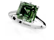 Solitaire Engagement Ring Setting for Fancy Green Asscher Cut Center with Cathedral Band and Prong Head in Platinum