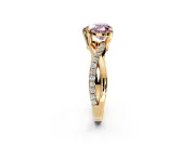 Solitaire Engagement Ring Setting for Fancy Pink Heart-Shaped Center with Half-Pave Crossover Band and Prong Head in Yellow Gold