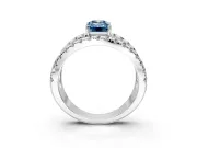 Solitaire Engagement Ring Setting for Fancy Blue Emerald Cut Center with Wide-Open Split Shank and Prong Head in Platinum