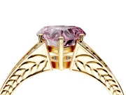Split Shank Engagement Ring Setting for Fancy Pink Heart-Shaped Center with Pave Split Shank and Prong Head in Yellow Gold