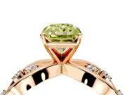 Solitaire Engagement Ring Setting for Fancy Yellow Radiant Cut Center with Criss-Cross Accent Band and Prong Head in Rose Gold
