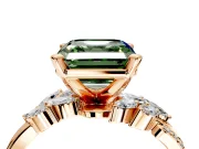 Solitaire Engagement Ring Setting for Fancy Green Asscher Cut Center with Marquise Accent Twist Band and Prong Head in Rose Gold