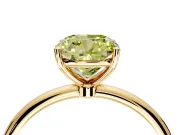 Solitaire Engagement Ring Setting for Fancy Yellow Cushion Cut Center with Straight Thin Band and Prong Head in Yellow Gold