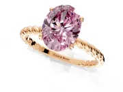 Solitaire Engagement Ring Setting for Fancy Pink Oval Center with Plain Twisted Rope Band and Prong Head in Rose Gold