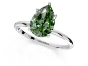 Solitaire Engagement Ring Setting for Fancy Green Pear-Shaped Center with Straight Thin Band and Prong Head in Platinum