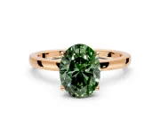 Solitaire Engagement Ring Setting for Fancy Green Oval Center with Thin Rounded Plain Band and Prong Head in Rose Gold