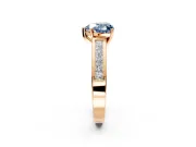 Solitaire Engagement Ring Setting for Fancy Blue Heart-Shaped Center with Princess Cut Channel Band and Prong Head in Rose Gold