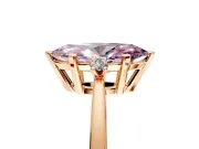 3 Stone Engagement Ring Setting for Fancy Pink Marquise Center with Low-Set Round Cut Accents and Prong Head in Rose Gold