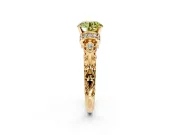 Solitaire Engagement Ring Setting for Fancy Yellow Round Cut Center with Filigree Band and Prong Head in Yellow Gold
